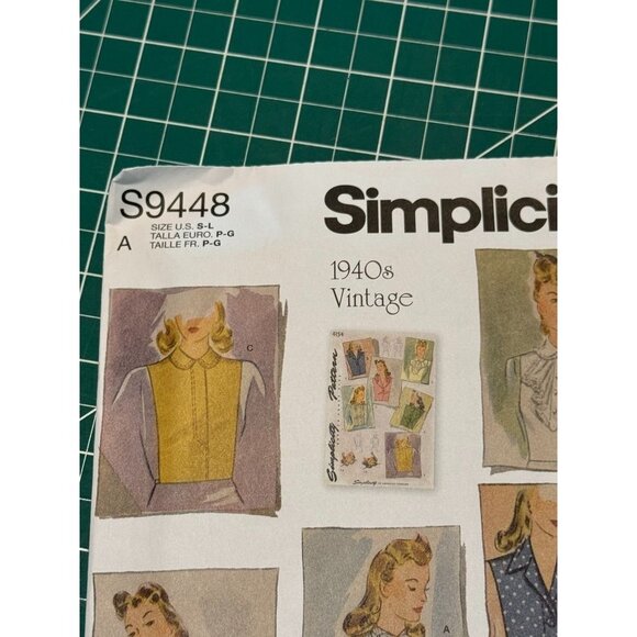 Simplicity S9448 Vintage 1940s Misses Shirtfront Sewing Pattern S-L - Picture 2 of 4